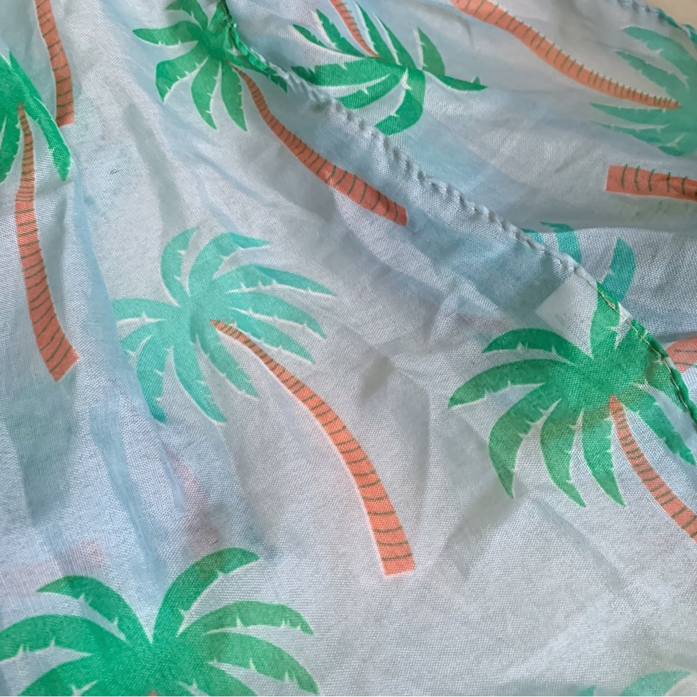 TROPICAL Palm Tree Fashion Scarf Blue Green - Picture 2 of 4